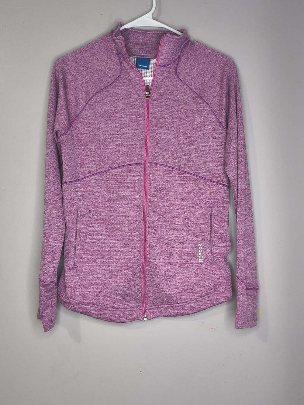 Reebok Heather Purple Zip Front Women's Jacket with Thumb Holes Size Small